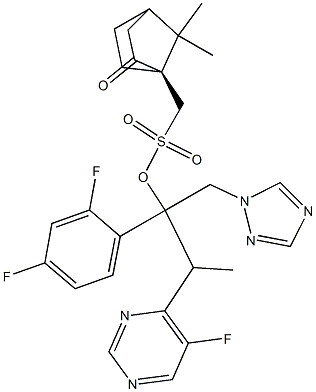 2-(2,4-difluorophenyl)-3-(5-fluoropyrimidin-4-yl)-1-(1H-1,2,4-triazol-1-yl)butan-2-yl [(1R)-7,7-dimethyl-2-oxobicyclo[2.2.1]heptan-1-yl]methanesulfonate 结构式