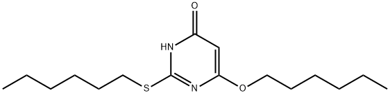 6-Hexyloxy-2-hexylsulfanyl-pyrimidin-4-ol 结构式