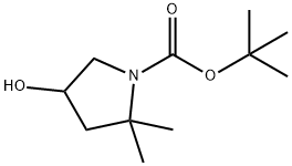 叔丁基4-羟基-2,2-二甲基吡咯烷-1-羧酸盐 结构式