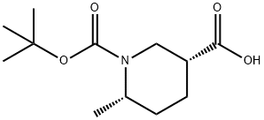 (3R,6S)-1-(tert-butoxycarbonyl)-6-methylpiperidine-3-carboxylic acid 结构式