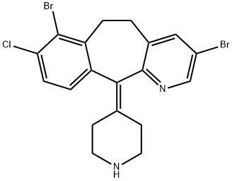 5H-Benzo[5,6]cyclohepta[1,2-b]pyridine,3,7-dibromo-8-chloro-6,11-dihydro-11-(4-piperidinylidene)- 结构式