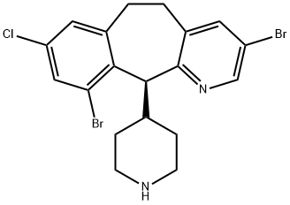 5H-Benzo[5,6]cyclohepta[1,2-b]pyridine,3,10-dibromo-8-chloro-6,11-dihydro-11-(4-piperidinyl)-,(11S)- 结构式