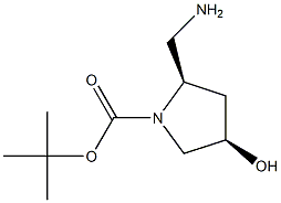 tert-butyl (2R,4R)-2-(aminomethyl)-4-hydroxypyrrolidine-1-carboxylate 结构式