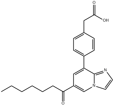 4-[6-(1-Oxoheptyl)imidazo[1,2-a]pyridin-8-yl]benzeneacetic acid 结构式