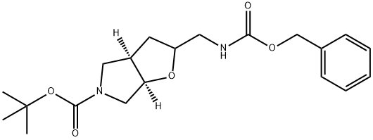 Cis-Tert-Butyl 2-((((Benzyloxy)Carbonyl)Amino)Methyl)Tetrahydro-2H-Furo[2,3-C]Pyrrole-5(3H)-Carboxylate* 结构式