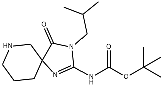 (3-异丁基-4-氧代-1,3,7-三氮杂螺[4.5]癸-1-烯-2-基)氨基甲酸叔丁酯 结构式