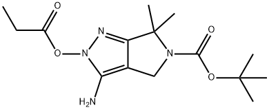 叔-丁基 3-氨基-6,6-二甲基-2-(丙酸基)-4,6-二氢吡咯并[3,4-C]吡唑-5(2H)-甲酸基酯 结构式