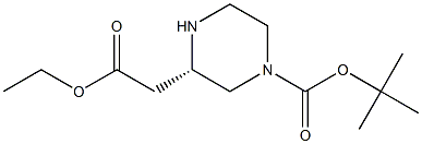 (S)-3-(2-乙氧基-2-氧乙基)哌嗪-1-羧酸叔丁酯 结构式