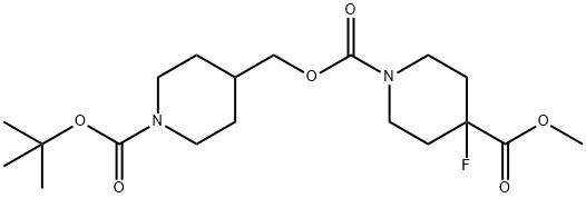 1,4-Piperidinedicarboxylic acid, 4-fluoro-, 1-[[1-[(1,1-dimethylethoxy)carbonyl]-4-piperidinyl]methyl] 4-methyl ester 结构式