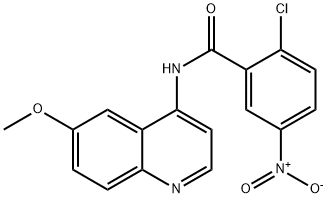 2-CHLORO-N-(6-METHOXY-4-QUINOLINYL)-5-NITRO-BENZAMIDE 结构式