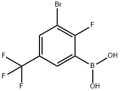 3-溴-2-氟-5-三氟甲基苯基硼酸 结构式