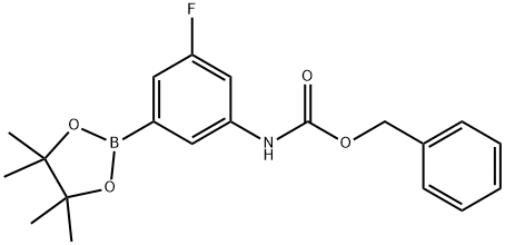 N-[3-氟-5-(四甲基-1,3,2-二氧杂硼戊烷-2-基)苯基]氨基甲酸苄酯 结构式