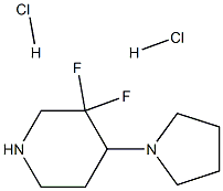 3,3-Difluoro-4-(pyrrolidin-1-yl)piperidine dihydrochloride 结构式