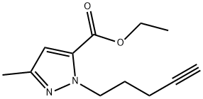 1H-Pyrazole-5-carboxylic acid, 3-methyl-1-(4-pentyn-1-yl)-, ethyl ester 结构式