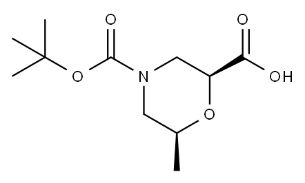 (2S,6S)-4-叔丁氧羰基-6-甲基吗啉-2-羧酸 结构式