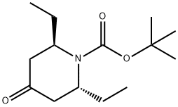 1-Piperidinecarboxylic acid, 2,6-diethyl-4-oxo-, 1,1-dimethylethyl ester, (2R,6R)- 结构式