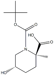 1-叔丁基 2-甲基 (2R,5S)-5-羟基哌啶-1,2-二羧酸酯 结构式