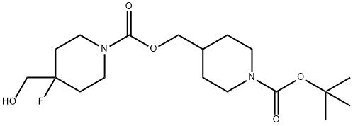 {1-叔丁氧羰基哌啶-4-基} 4-氟-4-(羟甲基)哌啶-1-甲酸甲酯 结构式