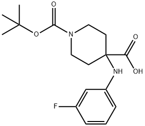 1-(tert-butoxycarbonyl)-4-((3-fluorophenyl)amino)piperidine-4-carboxylicacid* 结构式