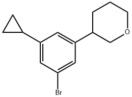 3-(3-bromo-5-cyclopropylphenyl)tetrahydro-2H-pyran 结构式