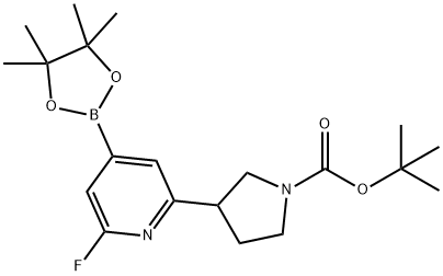 tert-butyl 3-(6-fluoro-4-(4,4,5,5-tetramethyl-1,3,2-dioxaborolan-2-yl)pyridin-2-yl)pyrrolidine-1-carboxylate 结构式