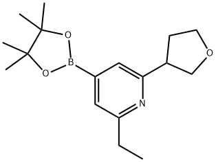 2-ethyl-6-(tetrahydrofuran-3-yl)-4-(4,4,5,5-tetramethyl-1,3,2-dioxaborolan-2-yl)pyridine 结构式