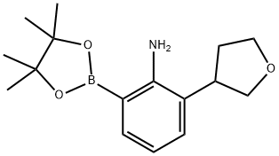 2-Amino-3-(oxolan-3-yl)phenylboronic acid pinacol ester 结构式