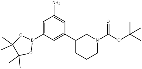 3-(N-Boc-Piperidin-3-yl)-5-aminophenylboronic acid pinacol ester 结构式