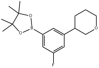 2-(3-fluoro-5-(tetrahydro-2H-pyran-3-yl)phenyl)-4,4,5,5-tetramethyl-1,3,2-dioxaborolane 结构式