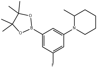 1-(3-fluoro-5-(4,4,5,5-tetramethyl-1,3,2-dioxaborolan-2-yl)phenyl)-2-methylpiperidine 结构式