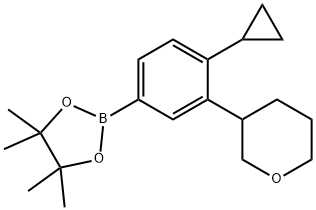 2-(4-cyclopropyl-3-(tetrahydro-2H-pyran-3-yl)phenyl)-4,4,5,5-tetramethyl-1,3,2-dioxaborolane 结构式