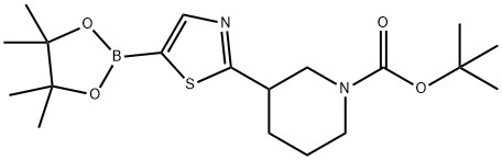 tert-butyl 3-(5-(4,4,5,5-tetramethyl-1,3,2-dioxaborolan-2-yl)thiazol-2-yl)piperidine-1-carboxylate 结构式