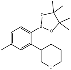 4,4,5,5-tetramethyl-2-(4-methyl-2-(tetrahydro-2H-pyran-3-yl)phenyl)-1,3,2-dioxaborolane 结构式