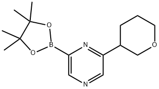 2-(tetrahydro-2H-pyran-3-yl)-6-(4,4,5,5-tetramethyl-1,3,2-dioxaborolan-2-yl)pyrazine 结构式