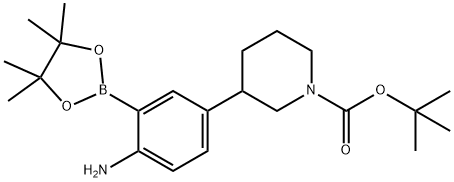 2-Amino-5-(N-Boc-piperidin-3-yl)phenylboronic acid pinacol ester 结构式