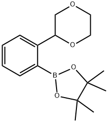 2-(1,4-Dioxan-2-yl)phenylboronic acid pinacol ester 结构式