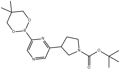6-(N-Boc-pyrrolidin-3-yl)pyrazine-2-boronic acid neopentylglycol ester 结构式