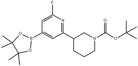 tert-butyl 3-(6-fluoro-4-(4,4,5,5-tetramethyl-1,3,2-dioxaborolan-2-yl)pyridin-2-yl)piperidine-1-carboxylate 结构式