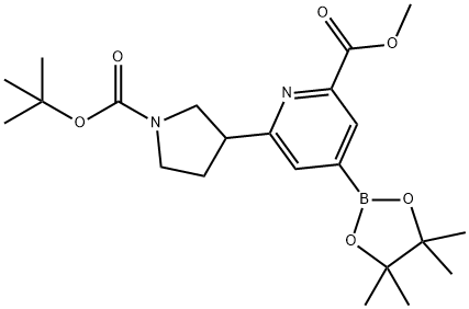 methyl 6-(1-(tert-butoxycarbonyl)pyrrolidin-3-yl)-4-(4,4,5,5-tetramethyl-1,3,2-dioxaborolan-2-yl)picolinate 结构式