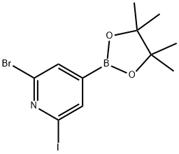 2-Bromo-6-iodopyridine-4-boronic acid pinacol ester 结构式