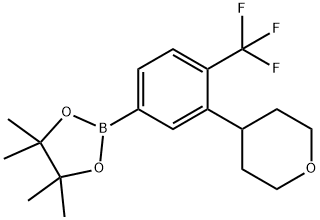 4,4,5,5-tetramethyl-2-(3-(tetrahydro-2H-pyran-4-yl)-4-(trifluoromethyl)phenyl)-1,3,2-dioxaborolane 结构式