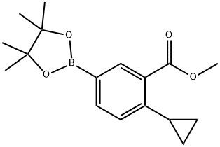 methyl 2-cyclopropyl-5-(4,4,5,5-tetramethyl-1,3,2-dioxaborolan-2-yl)benzoate 结构式