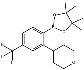 4,4,5,5-tetramethyl-2-(2-(tetrahydro-2H-pyran-4-yl)-4-(trifluoromethyl)phenyl)-1,3,2-dioxaborolane 结构式