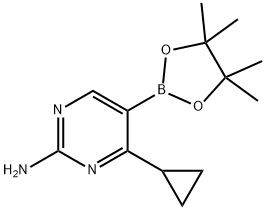 2-Amino-4-(cyclopropyl)pyrimidine-5-boronic acid pinacol ester 结构式