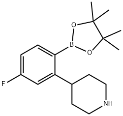 4-(5-fluoro-2-(4,4,5,5-tetramethyl-1,3,2-dioxaborolan-2-yl)phenyl)piperidine 结构式