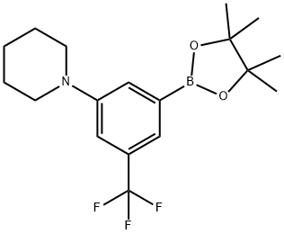 1-(3-(4,4,5,5-tetramethyl-1,3,2-dioxaborolan-2-yl)-5-(trifluoromethyl)phenyl)piperidine 结构式