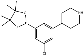 4-(3-chloro-5-(4,4,5,5-tetramethyl-1,3,2-dioxaborolan-2-yl)phenyl)piperidine 结构式