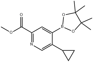 5-Cyclopropyl-2-(methoxycarbonyl)pyridine-4-boronic acid pinacol ester 结构式