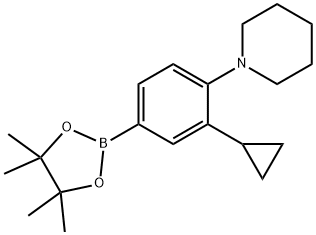 1-(2-cyclopropyl-4-(4,4,5,5-tetramethyl-1,3,2-dioxaborolan-2-yl)phenyl)piperidine 结构式