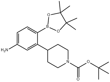 tert-butyl 4-(5-amino-2-(4,4,5,5-tetramethyl-1,3,2-dioxaborolan-2-yl)phenyl)piperidine-1-carboxylate 结构式